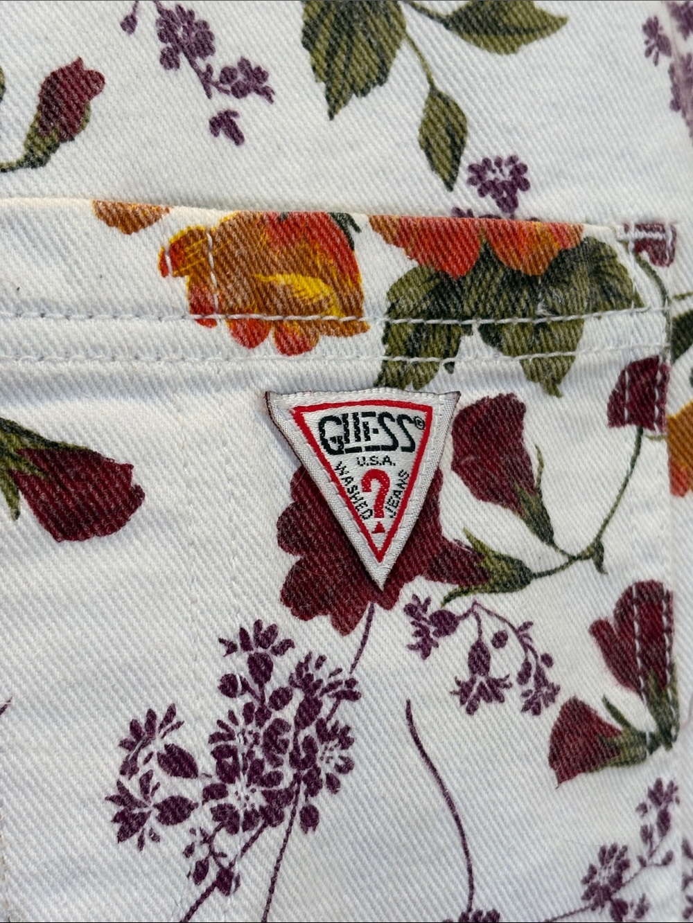 Vintage Guess 90s White Floral Cottagecore Denim Overall Dress S / M - Picture 8 of 13